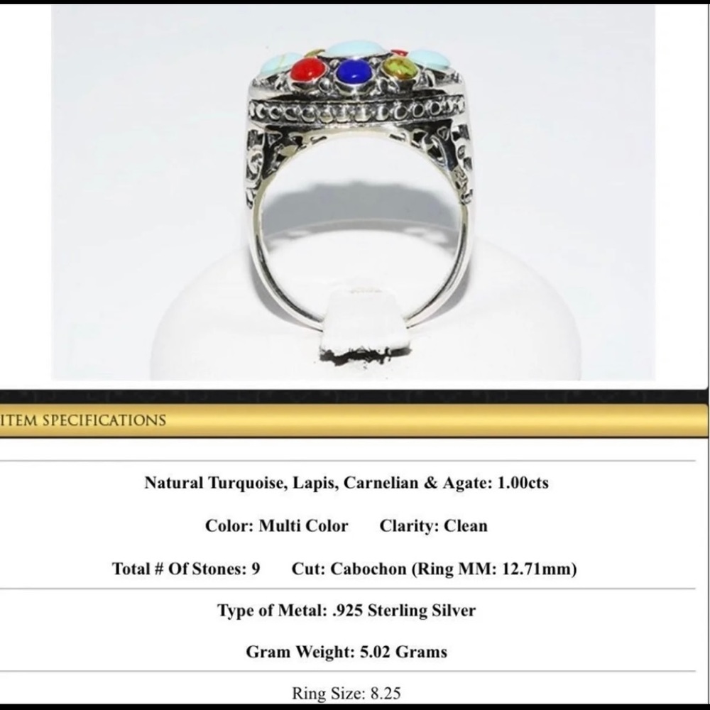 Turquoise Multi Gemstone Ring - image 2